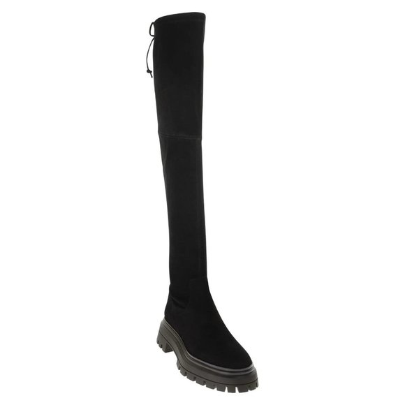 $1200 Stuart Weitzman Bedfordland SUEDE OVER THE KNEE LUG BLACK 10 B (PB24) - Picture 1 of 9